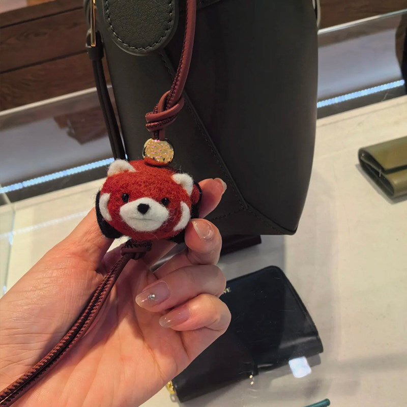 Red Panda Wool Felt Fluffy Bag Charm