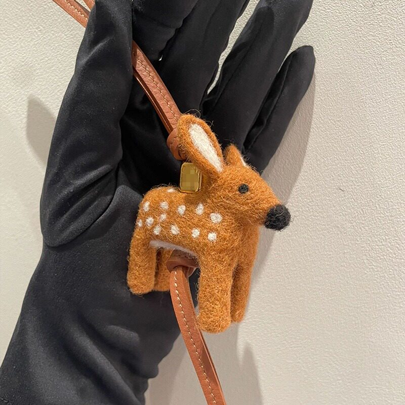 Sika Deer Wool Felt Fluffy Bag Charm