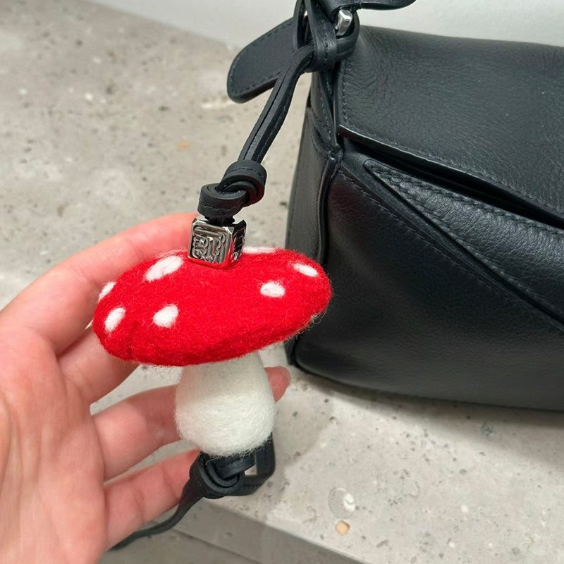 Mushroom Wool Felt Fluffy Bag Charm