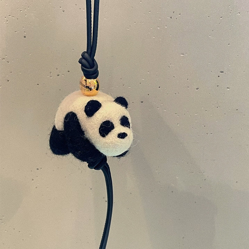 Panda Wool Felt Fluffy Bag Charm