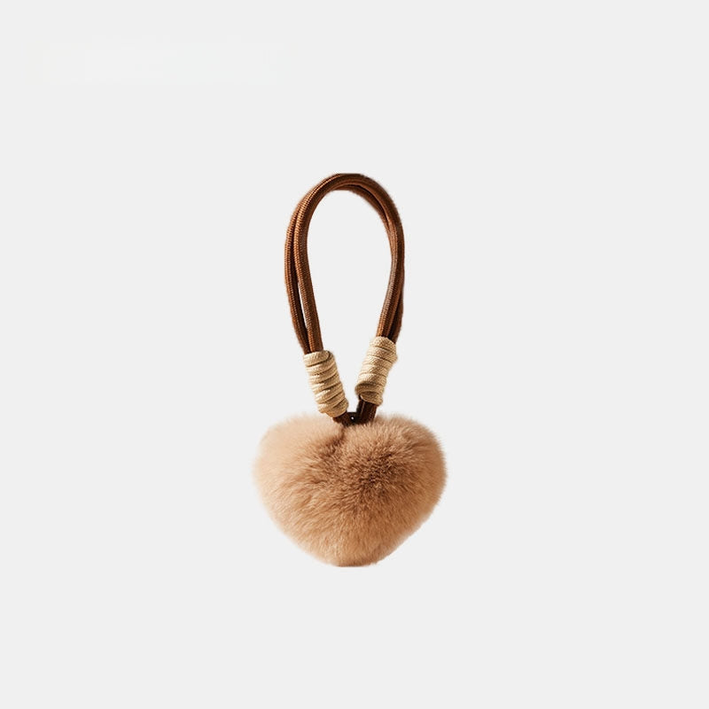 Rex Rabbit Fur Heart Fluffy Bag Charm