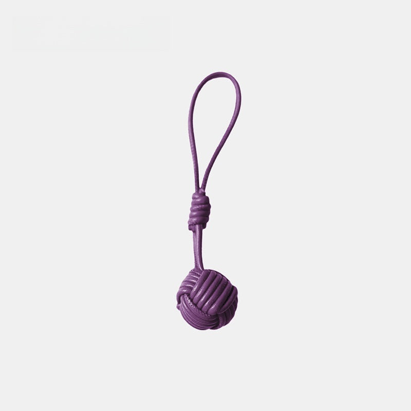 Candy-colored Knitted Ball Leather Bag Charm