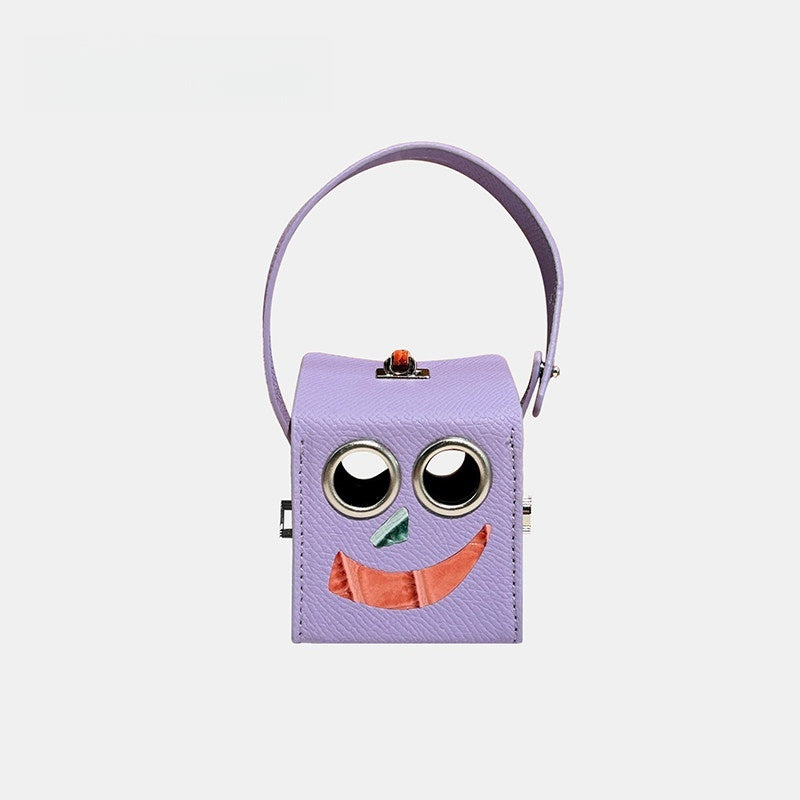 Mini Square-shaped Robot Leather Bag Charm