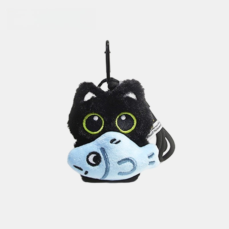 Big Eye Black Cat Fluffy Bag Charm