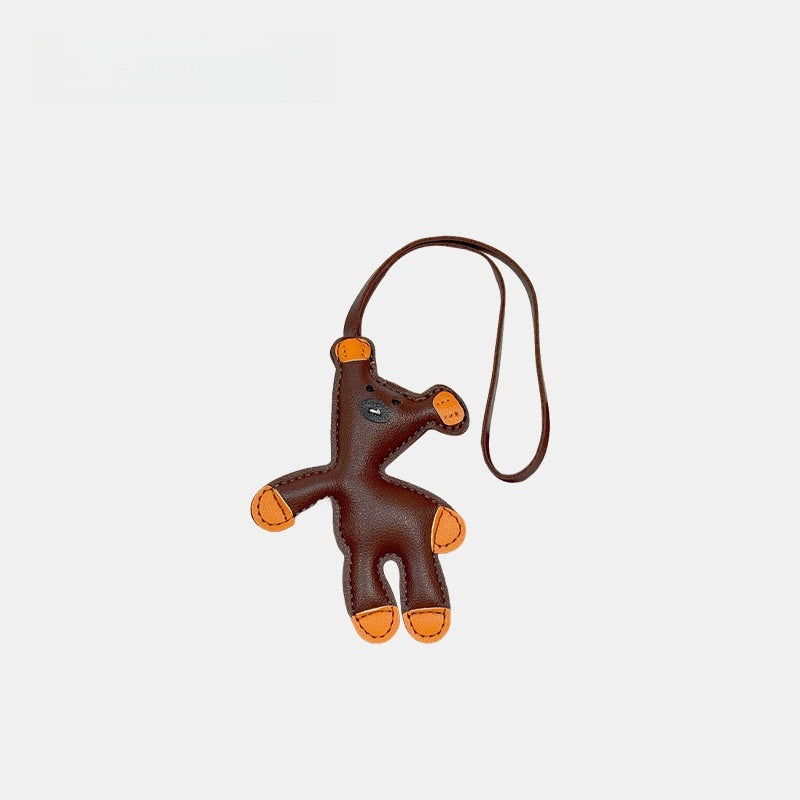 Multicolored Bear Leather Bag Charm