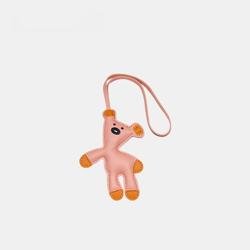 Multicolored Bear Leather Bag Charm