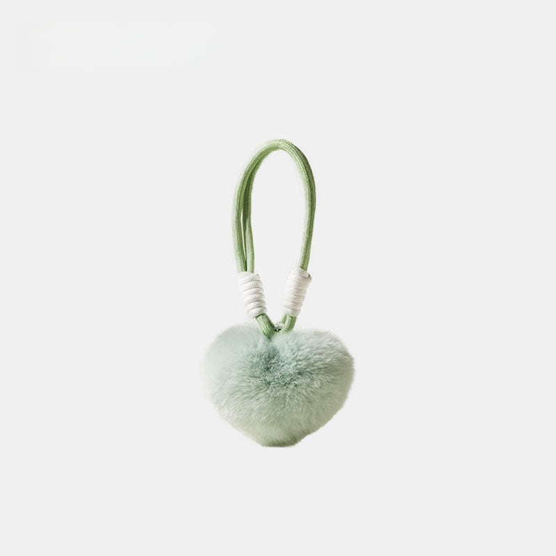 Rex Rabbit Fur Heart Fluffy Bag Charm