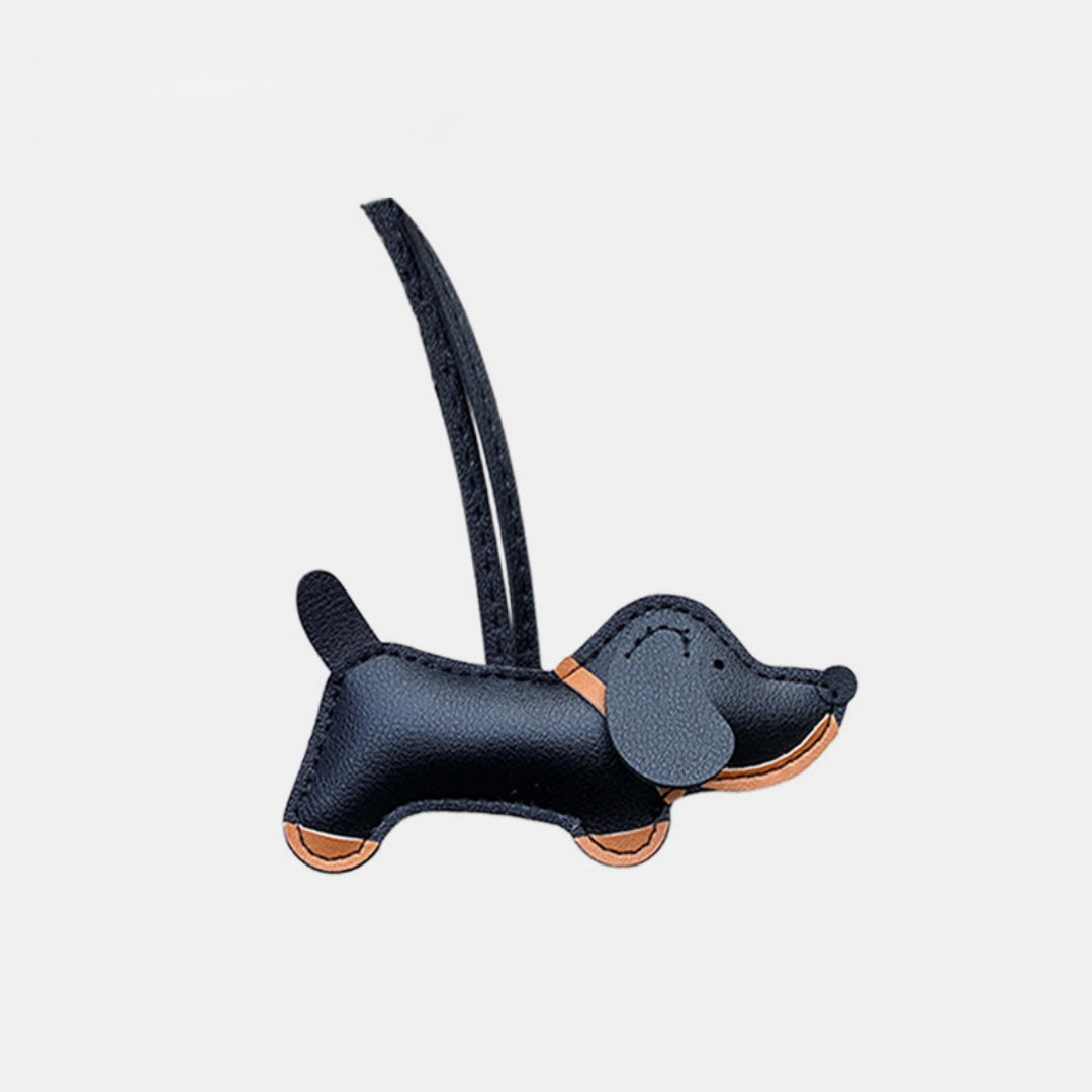 Multicolor Dachshund Leather Bag Charm