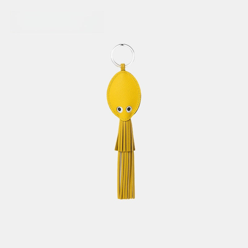 Tassel-designed Squid Leather Bag Charm