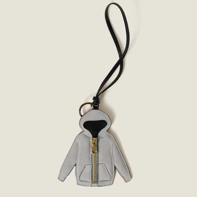 Gray Hoodie Leather Bag Charm