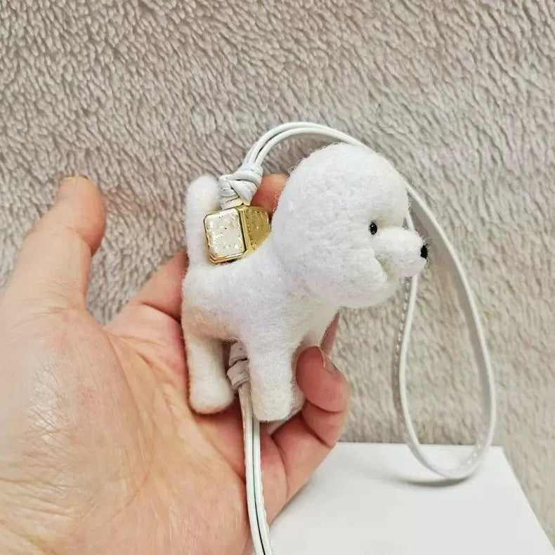 Poodle Wool Felt Fluffy Bag Charm