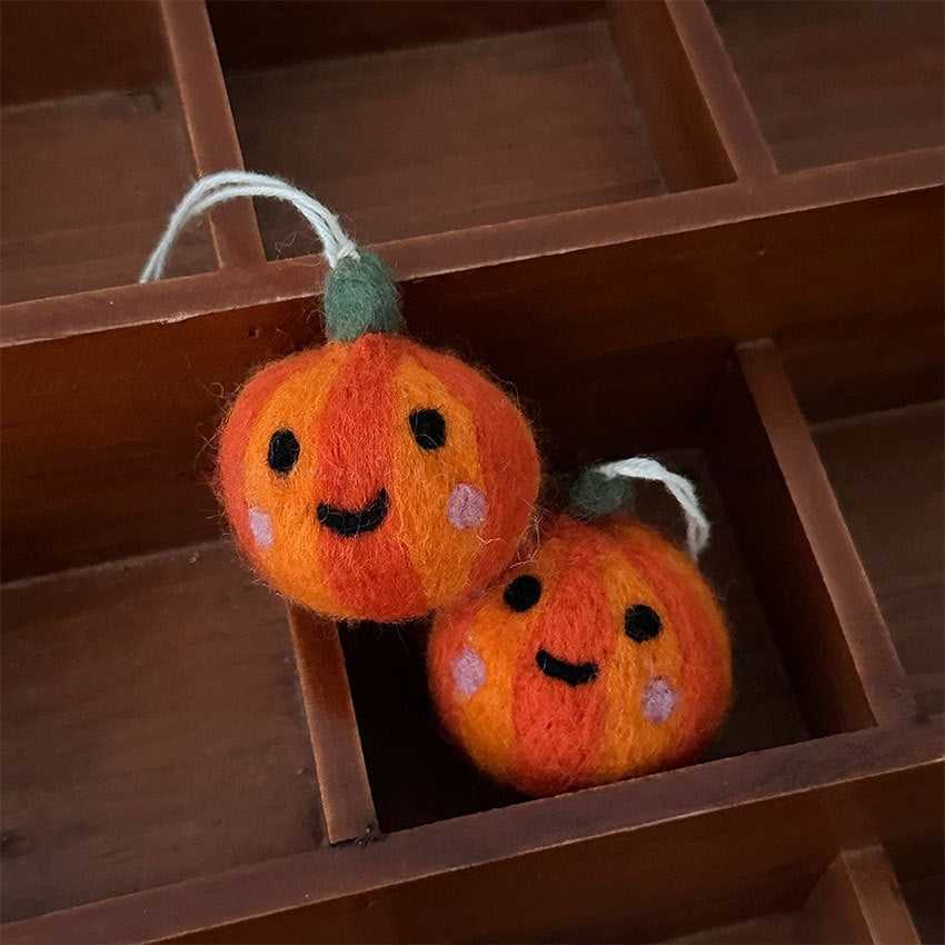 Pumpkin Wool Felt Fluffy Bag Charm