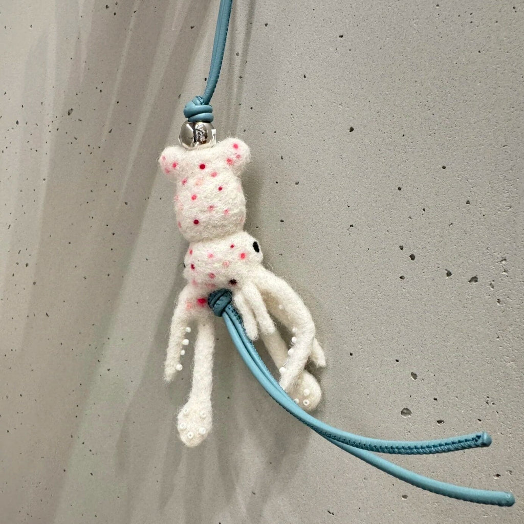 Squid Wool Felt Fluffy Bag Charm