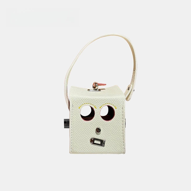 Mini Square-shaped Robot Leather Bag Charm
