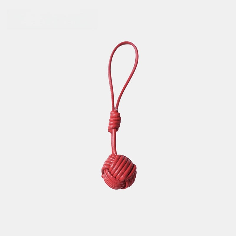 Candy-colored Knitted Ball Leather Bag Charm