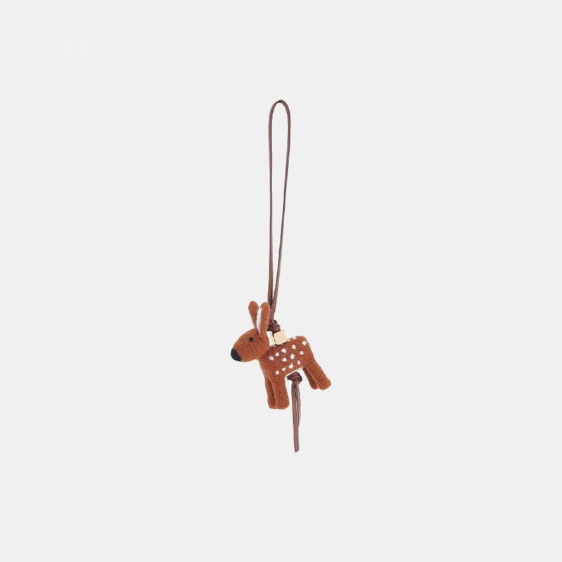 Sika Deer Wool Felt Fluffy Bag Charm