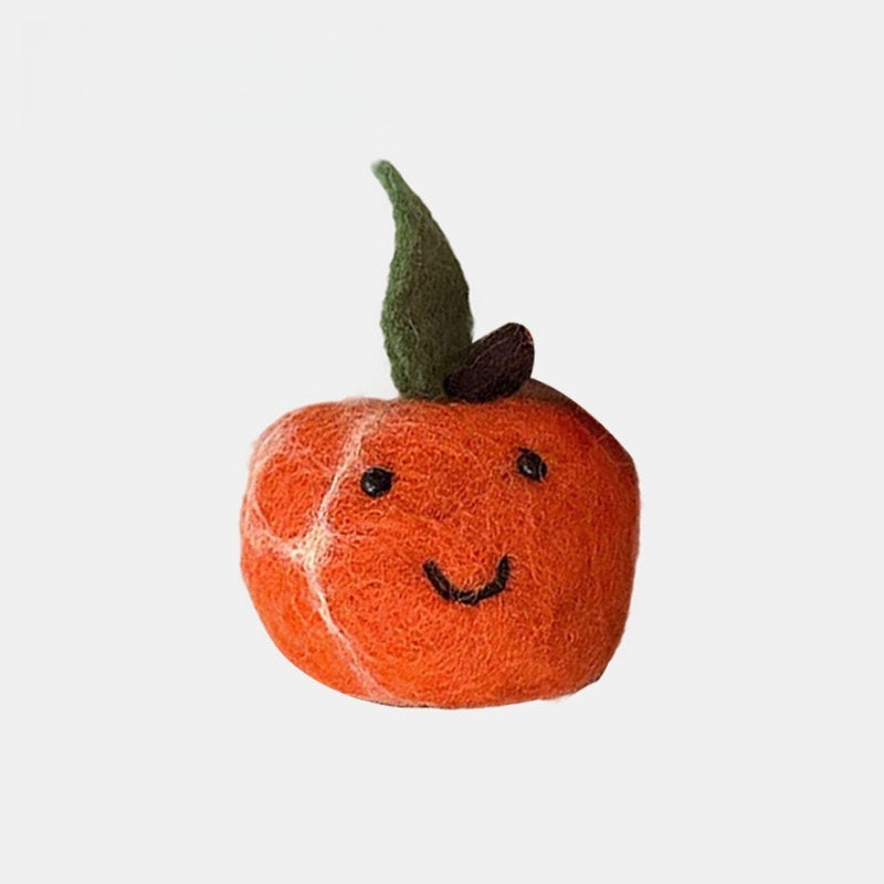 Persimmon Wool Felt Fluffy Bag Charm