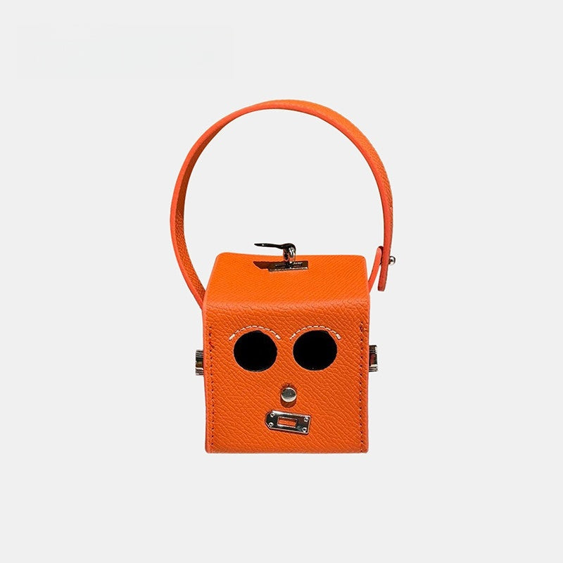 Mini Square-shaped Robot Leather Bag Charm