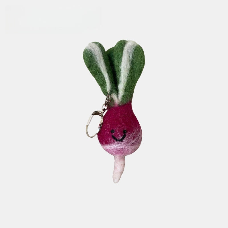 Beet Wool Felt Fluffy Bag Charm