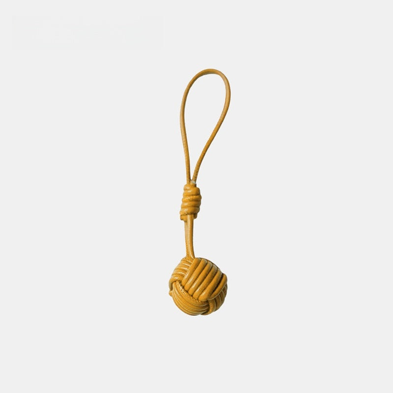 Candy-colored Knitted Ball Leather Bag Charm