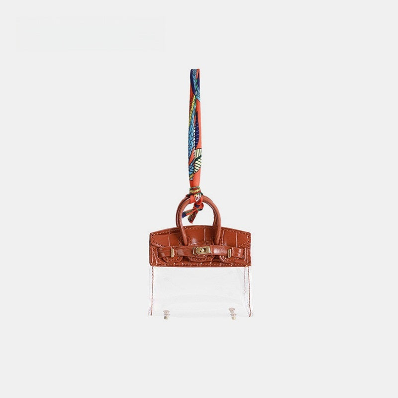Transparent Key & Headphone Pouch Leather Bag Charm