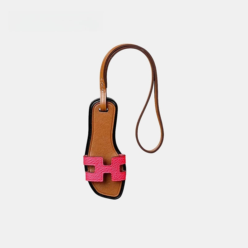 Handmade Slipper Leather Bag Charm