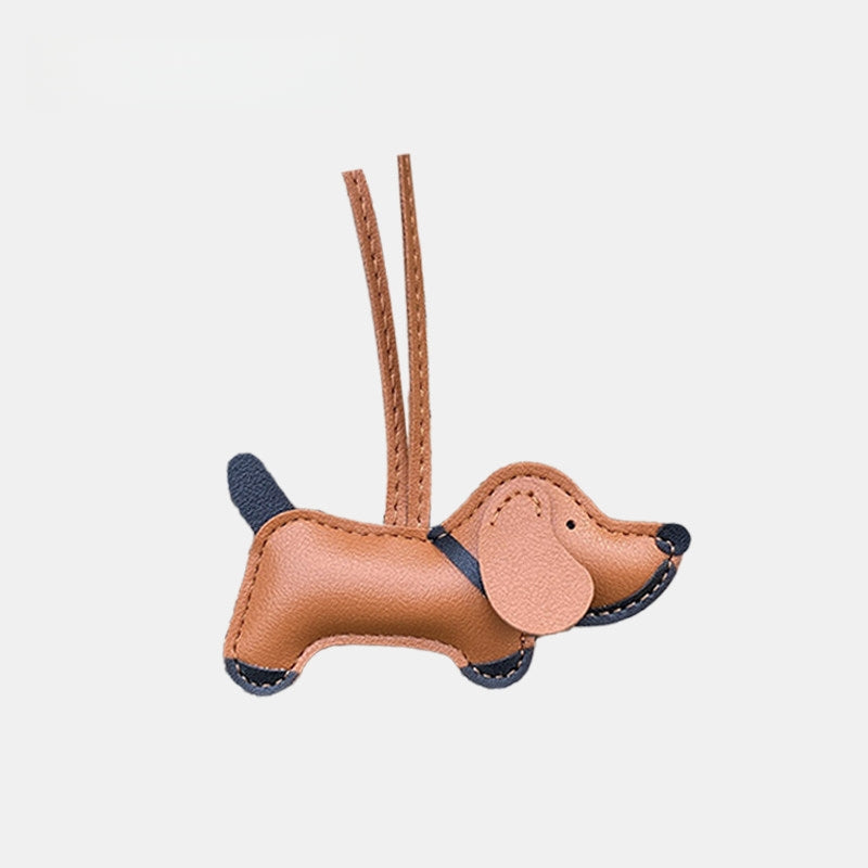 Multicolor Dachshund Leather Bag Charm