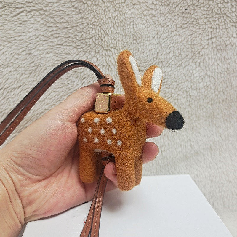Sika Deer Wool Felt Fluffy Bag Charm