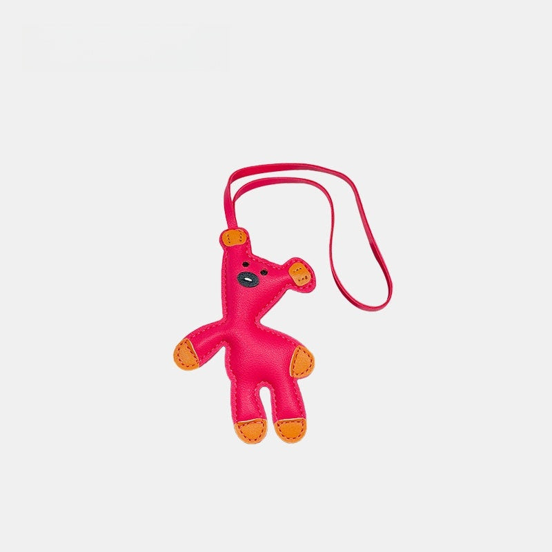 Multicolored Bear Leather Bag Charm