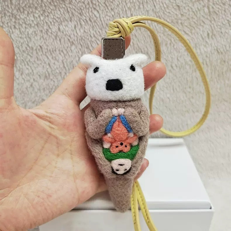 Otter Wool Felt Fluffy Bag Charm