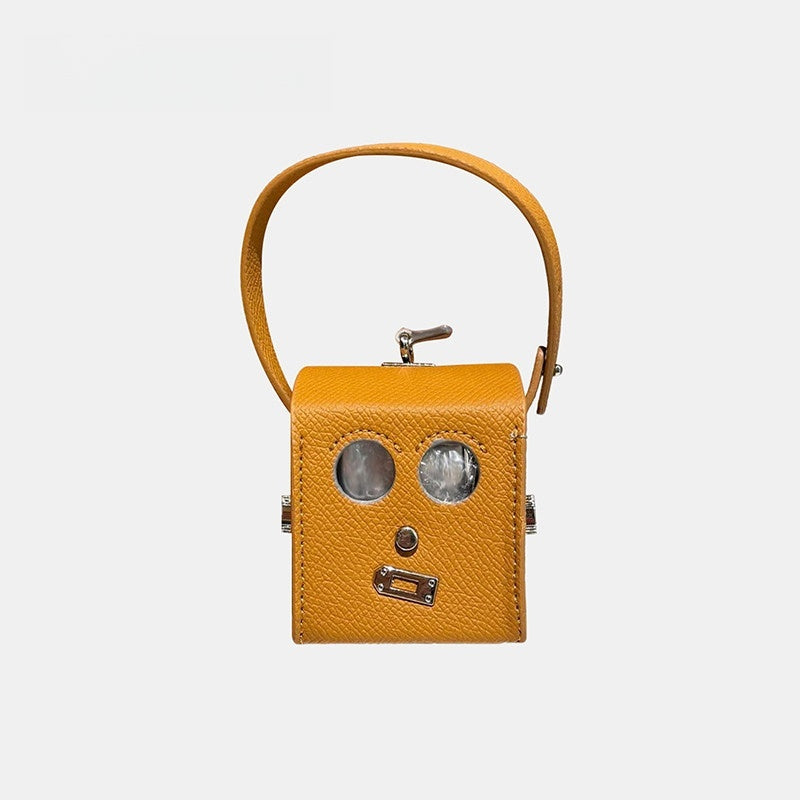 Mini Square-shaped Robot Leather Bag Charm