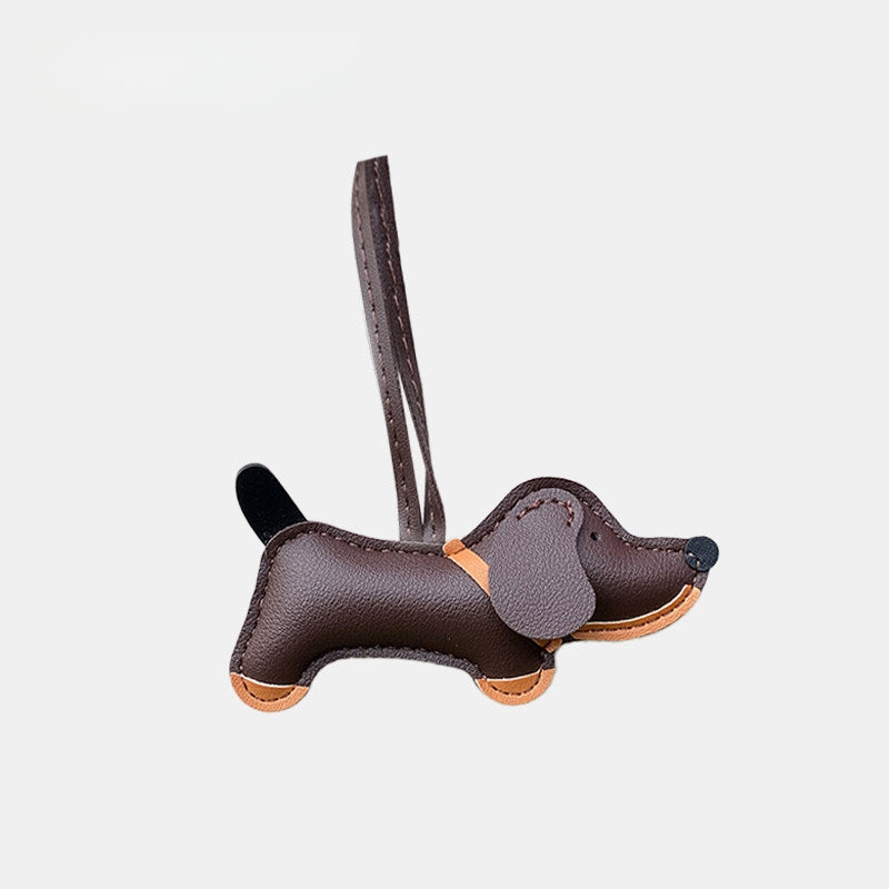 Multicolor Dachshund Leather Bag Charm