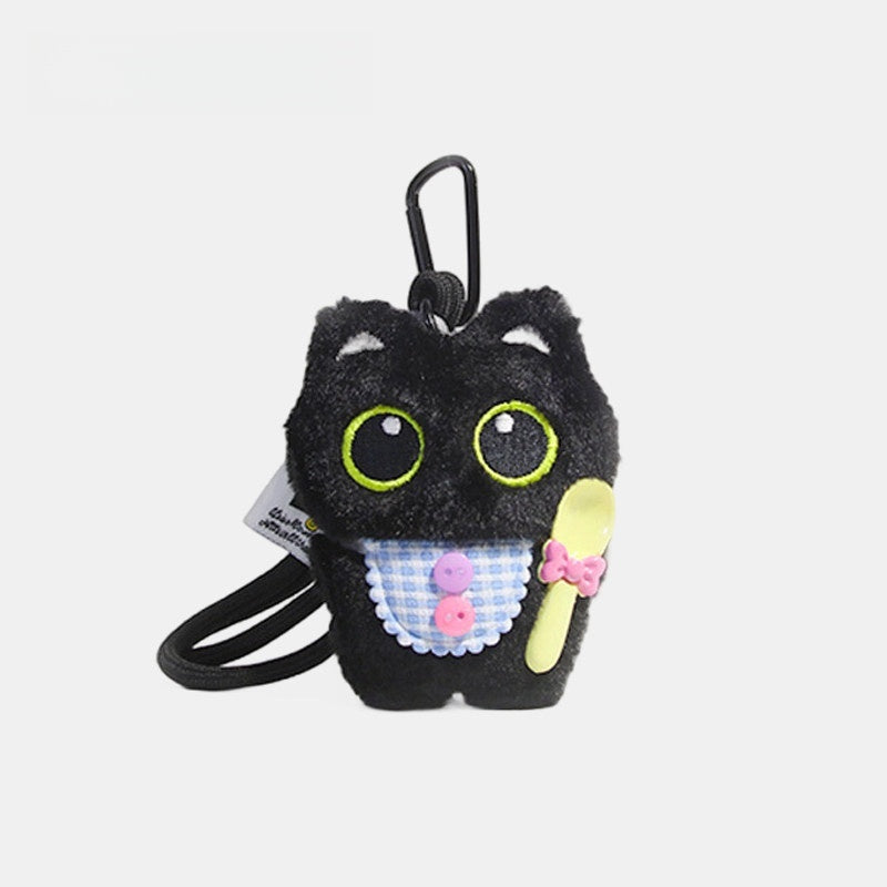 Big Eye Black Cat Fluffy Bag Charm