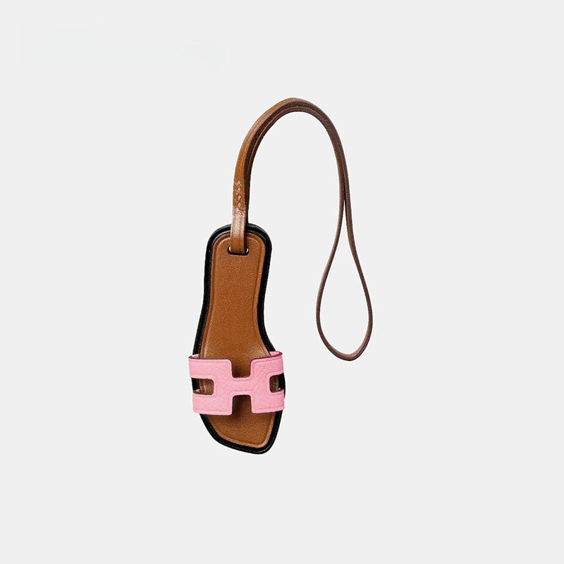 Handmade Slipper Leather Bag Charm