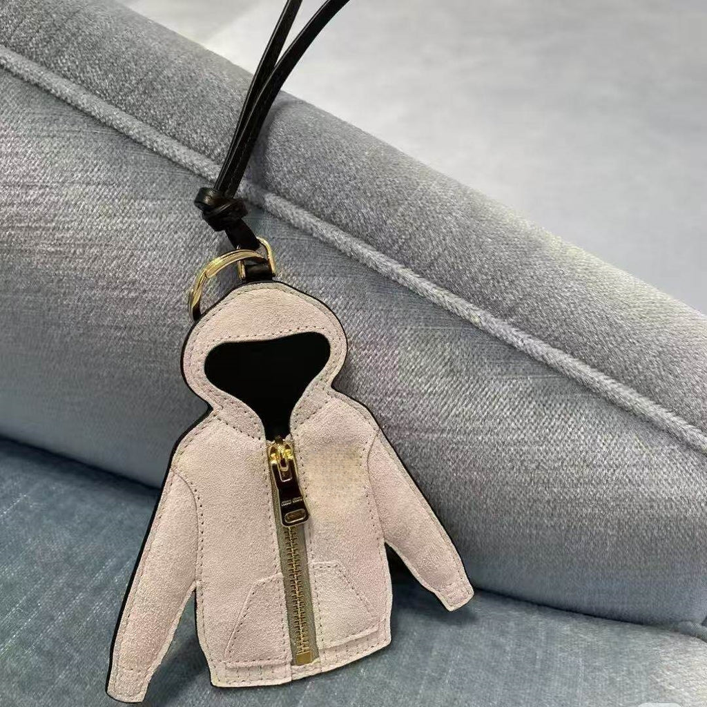 Gray Hoodie Leather Bag Charm