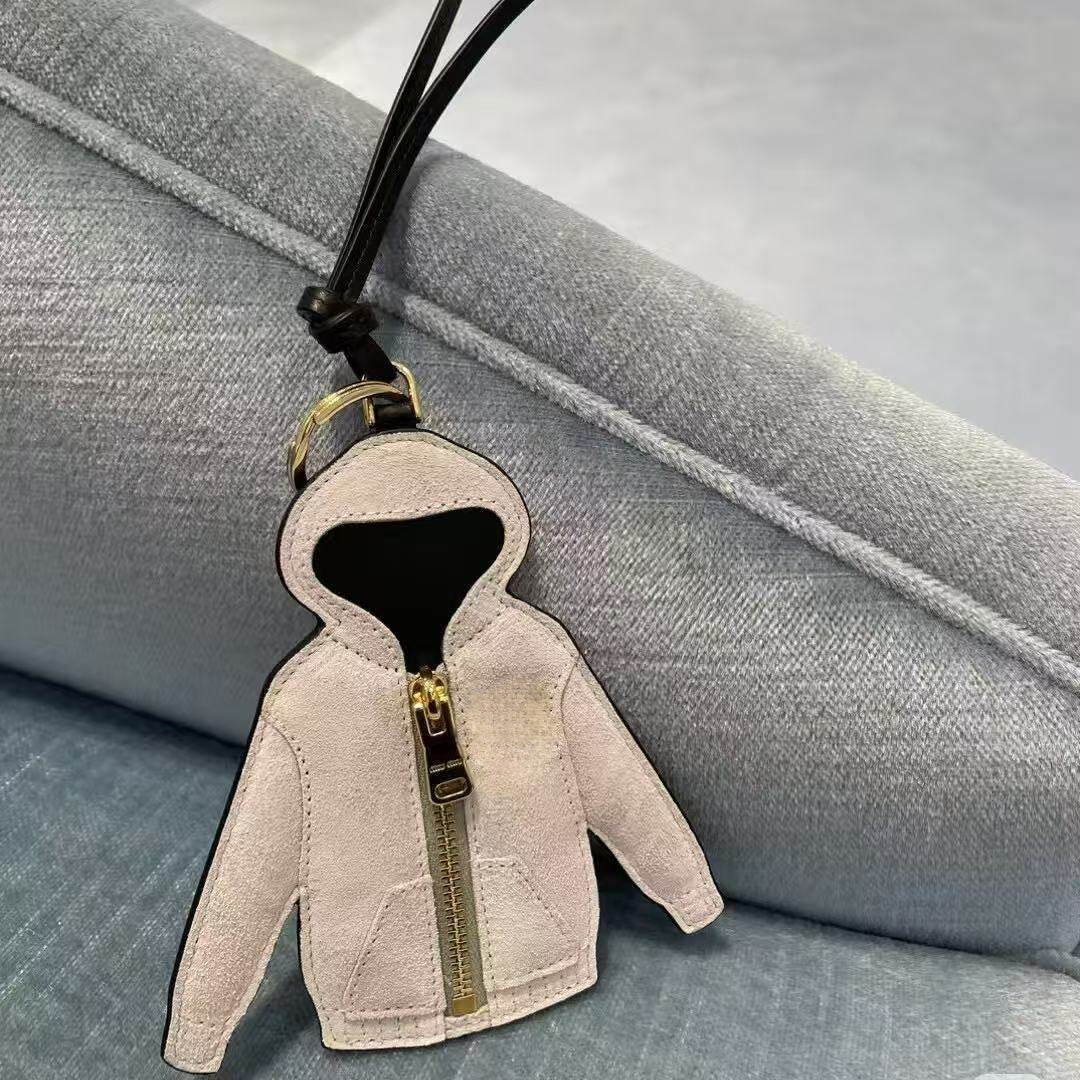 Gray Hoodie Leather Bag Charm