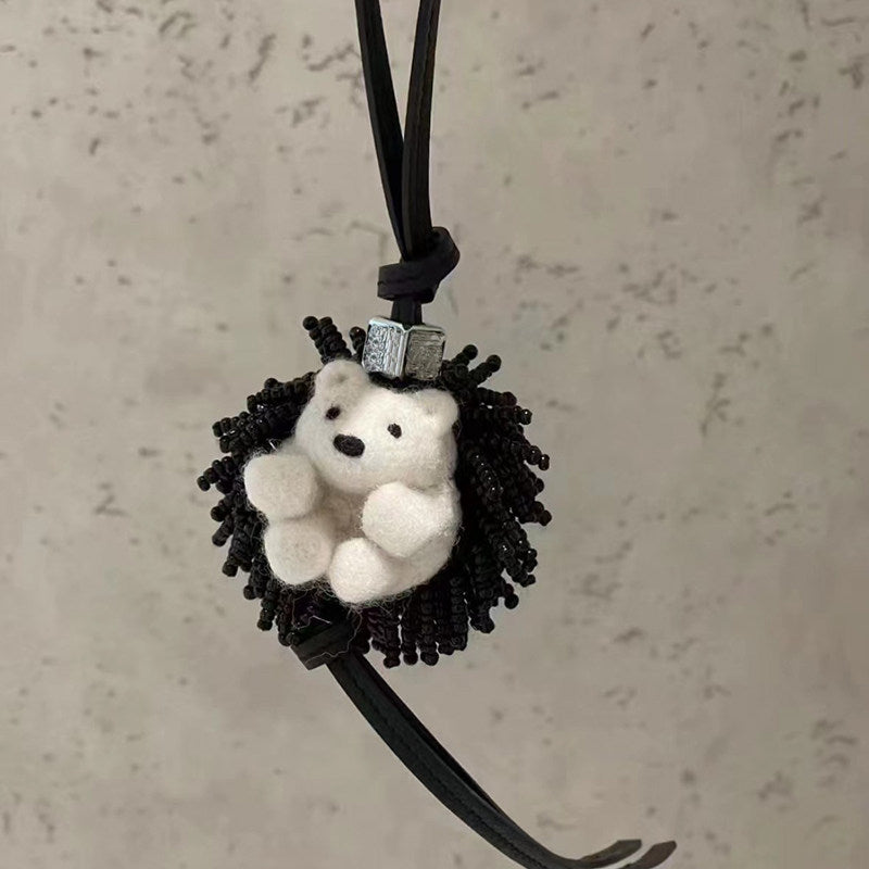 Hedgehog Wool Felt Fluffy Bag Charm