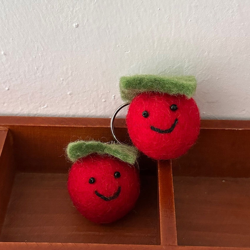 Cherry Tomato Wool Felt Fluffy Bag Charm