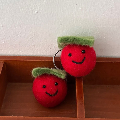 Cherry Tomato Wool Felt Fluffy Bag Charm