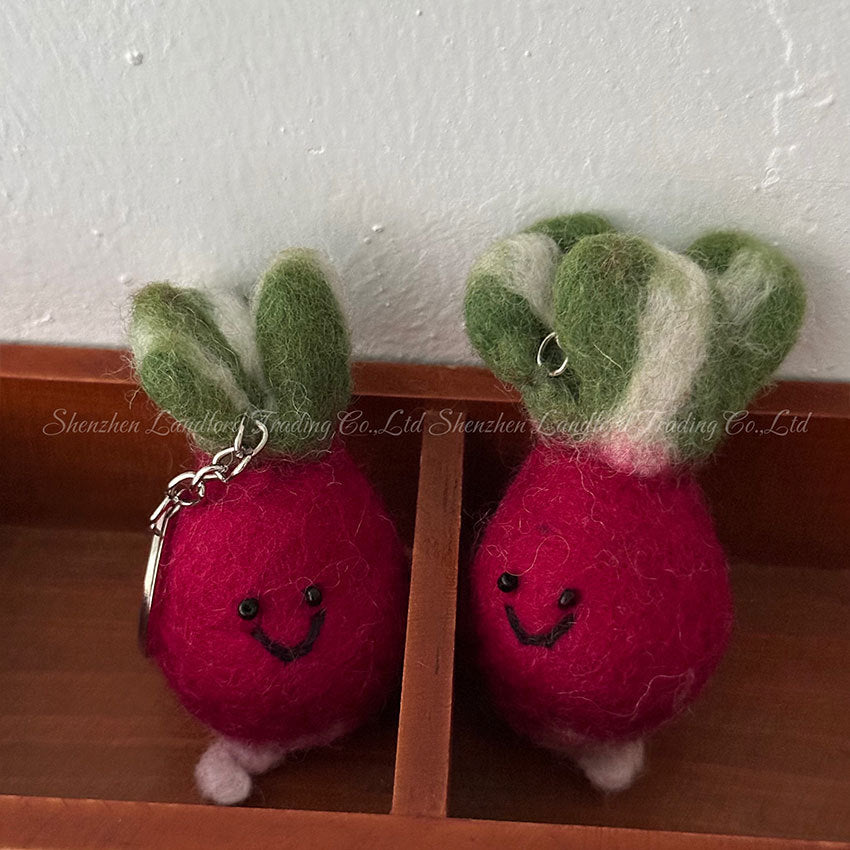 Beet Wool Felt Fluffy Bag Charm