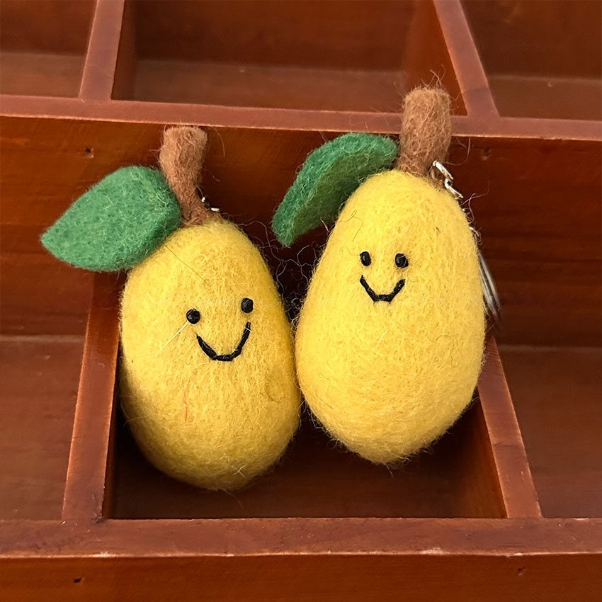 Lemon Wool Felt Fluffy Bag Charm