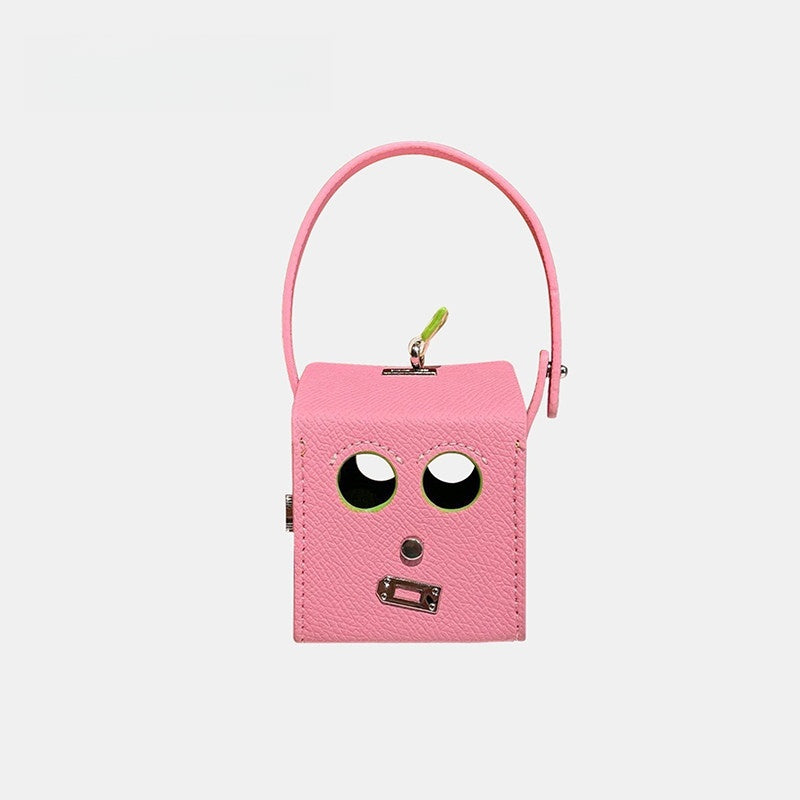 Mini Square-shaped Robot Leather Bag Charm