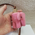 Pink Elephant Wool Felt Fluffy Bag Charm
