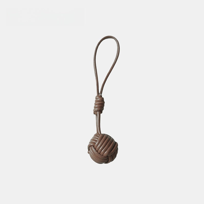 Candy-colored Knitted Ball Leather Bag Charm