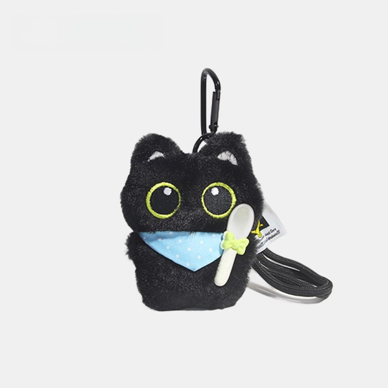 Big Eye Black Cat Fluffy Bag Charm
