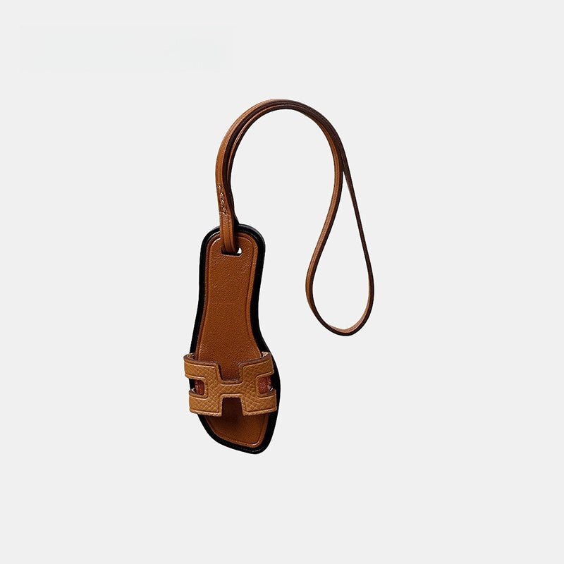Handmade Slipper Leather Bag Charm