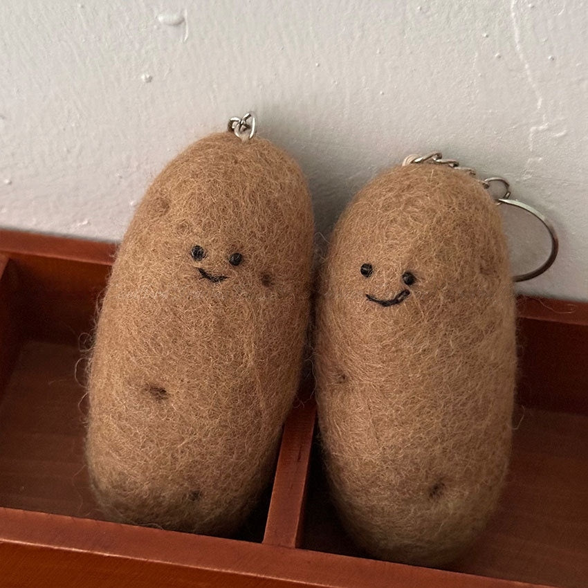 Large Potato Wool Felt Fluffy Bag Charm