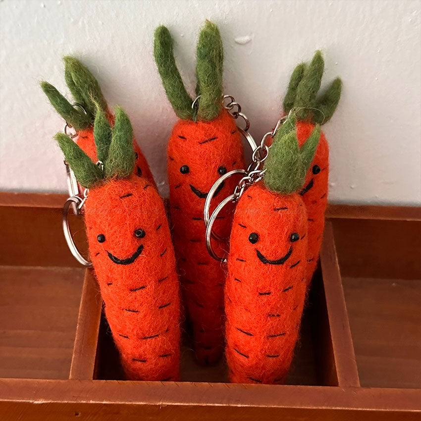 Carrot Wool Felt Fluffy Bag Charm