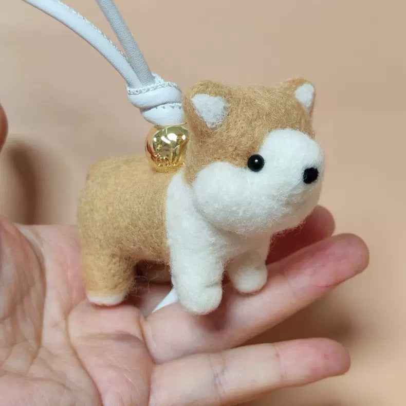 Welsh Corgi Wool Felt Fluffy Bag Charm