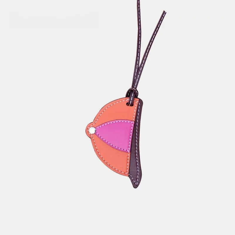 Baseball Cap Leather Bag Charm